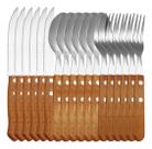 Kit 18 Talheres Garfo Faca Colher Inox Cabo Madeira Jantar