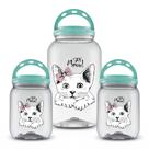 KIT 1x POTE RAÇÃO 3,6L + 2X POTE 1,7L PETISCO BABY CAT
