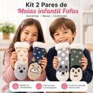 Kit 2 .3 ou 4 Pares de Meias Peluciadas Térmicas Infantil Super Macias, Quentes e Confortáveis, Antiderrapantes, Estampas Fofas para Inverno Frio