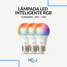 Kit 2 a 5 Lampada Led Pera Smart Inteligente Wifi 2.4 GHz 10w RGB Colorido E27 Neo Avant