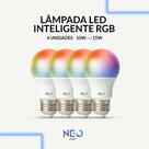 Kit 2 a 5 Lampada Led Pera Smart Inteligente Wifi 2.4 GHz 10w RGB Colorido E27 Neo Avant