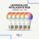 Kit 2 a 5 Lampada Led Pera Smart Inteligente Wifi 2.4 GHz 10w RGB Colorido E27 Neo Avant