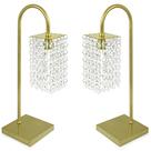 Kit 2 Abajur Clearcrillic Cristal Acrílico Quadrado Dourado