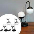 Kit 2 Abajur de Mesa Luminária Jabuticaba Jennifer 2 Globos De Vidro Preto Fosco