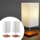 Kit 2 Abajur de Mesa Quadrado Cobre com interruptor bivolt e Cúpula Algodão Branco