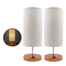 KIT 2 Abajur de Mesa Redondo Cobre Com Interruptor e aluminio e bivolt Com Cúpula Algodão Branco