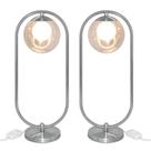 Kit 2 Abajur Luminaria de Mesa Aro Prata Harmony Ambar
