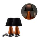 Kit 2 Abajur luminária de Mesa Clássico Cone de Cobre Com Cúpula Para Casa e Sala, Quarto ou Cabeceira Cama, Escritório