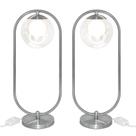 Kit 2 Abajur Luminaria de Mesa de Luxo Aro Harmony Prata