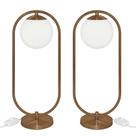 Kit 2 Abajur Luminaria de Mesa de Luxo Aro Orby Cobre