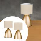Kit 2 Abajur luminaria de Mesa Dourado Bojudo de aluminio e Bivolt Com Cúpula Algodão