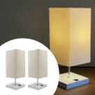 Kit 2 Abajur Luminária de Mesa Quadrado Com Interruptor aluminio bivolt Com Cúpula algodão