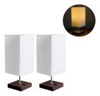 Kit 2 Abajur Luminária De Mesa Quadrado de MDF Com Interruptor Com Cúpula algodão Kit 2 Abajur Luminária De Mesa Quadrado de MDF Com Interruptor Com Cúpula algodão