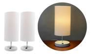 Kit 2 Abajur Luminárias De Mesa Redondo Com Interruptor aluminio e Bivolt Com Cúpula algodão