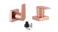 Kit 2 Acabamento Para Banheiro Alavanca Rose Gold Brilhante Registro Chuveiro Padrão Docol