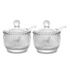 Kit 2 Açucareiro de Cristal Pearl Transparente com Colher Bolinha 11cm Wolff