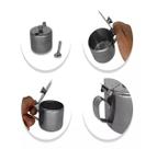 Kit 2 Açucareiro Inox c/ Tampa e Colher 250ml Dia a Dia