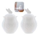 Kit 2 Açucareiro New Bone Butterfly para Açúcar Porcelana com Tampa Branco Lyor