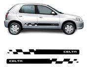 Kit 2 Adesivo Carro Celta Chevrolet Faixas Porta Laterais