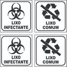 Kit 2 Adesivos Lixo Infectante + 2 Comum 12x12 Fundo Branco