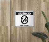 Kit 2 Adesivos Silêncio Por favor 14cmx20cm