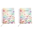 Kit 2 Agenda A5 Permanente Espiral Capa Floral e Borboleta