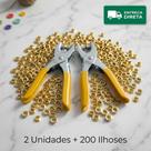 Kit 2 Alicates Aplicador de Ilhós Profissional ERTTA 6 NT + 200 Ilhoses Dourados Brinde Artesanato C