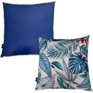Kit 2 Almofadas Cheias Impermeável Área Externa Folhagens Azul (43cm) e Azul Marinho (45cm)