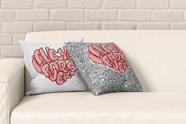 Kit 2 Almofadas Com Enchimento Amor para Sempre Coração Rosa