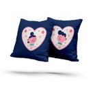 Kit 2 Almofadas Com Enchimento Casal Namorados Azul Marinho