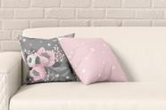 Kit 2 Almofadas Com Enchimento Floral Cinza e Rosa Poa Kit 2 Almofadas Com Enchimento Floral Cinza e Rosa Poa