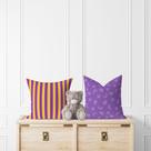 Kit 2 Almofadas Com Enchimento Infantil Lua Corações Listrado Roxo e Amarelo