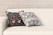 Kit 2 Almofadas Com Enchimento Passarinhos e Flores Cinza e Preto
