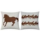 Kit 2 Almofadas De Linho Com Couro Cavalaria Cavalo 50x50