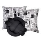 Kit 2 Almofadas Decorativas cheias mais Almofada Nó Preto