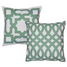 Kit 2 Almofadas Geometria Treliça Verde Linho 45x45 Cheias