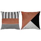 Kit 2 Almofadas Linho Bege Estampadas Tribal Terracota 43x43