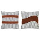 Kit 2 Almofadas Linho Bouclé Terracota Com Renda Clara 45x45