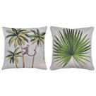 Kit 2 Almofadas Linho Estampa Planta Folhagem Animal 43x43