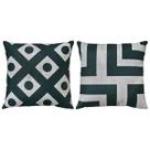 Kit 2 Almofadas Linho Verde Geometria Frame Grego Bola 45x45