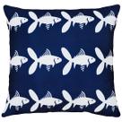 Kit 2 Almofadas Mar Timão Peixe Barco Boia Sarja Azul 45x45