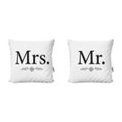 Kit 2 Almofadas Para Sala Decoração Personalizada Mr e Mrs 40x40 Novadecora