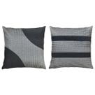 Kit 2 Almofadas Tecido Linho Bouclé Chumbo Renda Prata 45x45