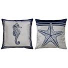 Kit 2 Almofadas Veludo Mar Farol Concha Cavalo Estrela 45x45