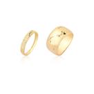 Kit 2 Anéis Conjunto Anel Largo 10mm Aparador Ouro 18k