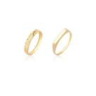 Kit 2 Anéis Conjunto Aparador Quadrado Ouro 10k Maciço
