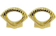 Kit 2 Anel Porta Guardanapo Concha Leque Dourado Porcelana