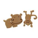 Kit 2 Animais Safari Mdf Cru Hipopótamo e Macaco Para Decorar Mesa Festa Vitrine