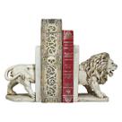 Kit 2 Aparadores De Livros Leão Decoração Resina Branco Bege
