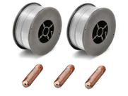 Kit 2 Arame Solda Mig S/ Gás 0,8mm + 3 Bicos De Contato 1,0mm Kit 2 Arame Solda Mig S/ Gás 0,8mm + 3 Bicos De Contato 1,0mm